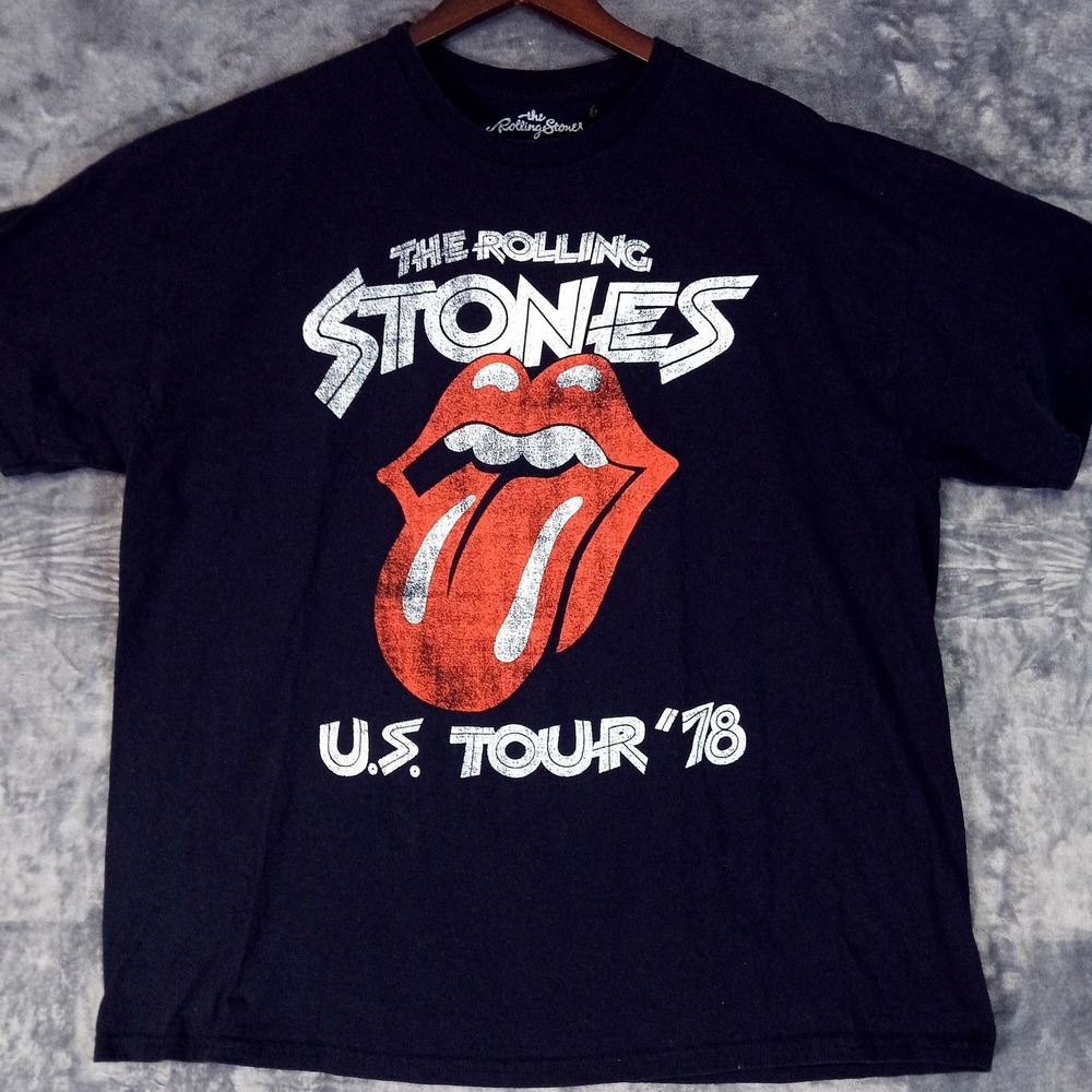 Rolling Stones Shirt Mens 2XL Black U.S. Tour '78 Tongue Logo‎ Graphic Band Rock